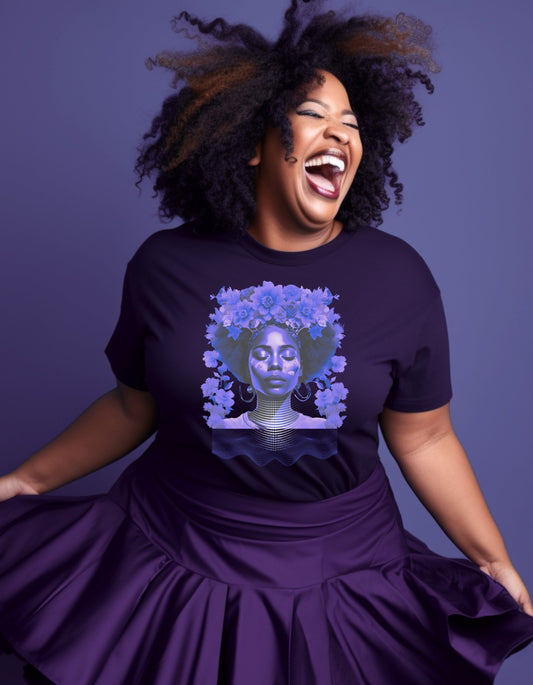 Stillness in Bloom – Indigo Crown Unisex Tee