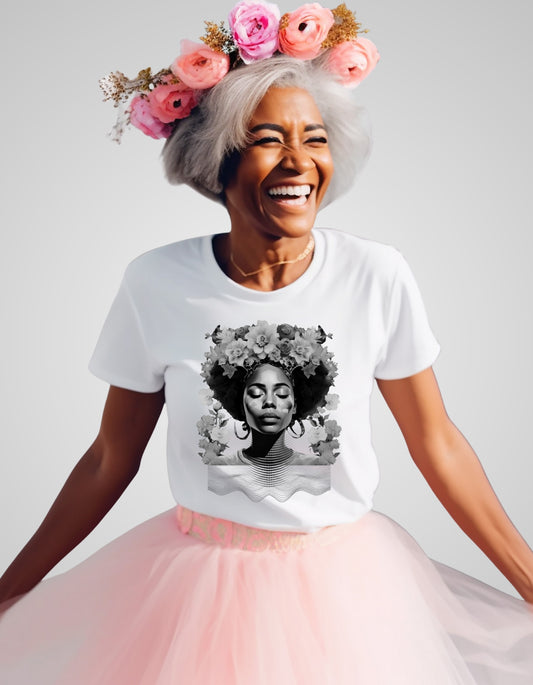 Stillness in Bloom - Silver Crown Unisex Tee